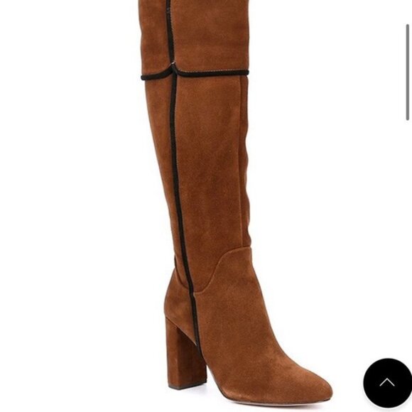 AD & DAUGHTERS Theodorah Tall Suede Heeled Boots Over the Knee Brown Sz 7.5 - Picture 2 of 9